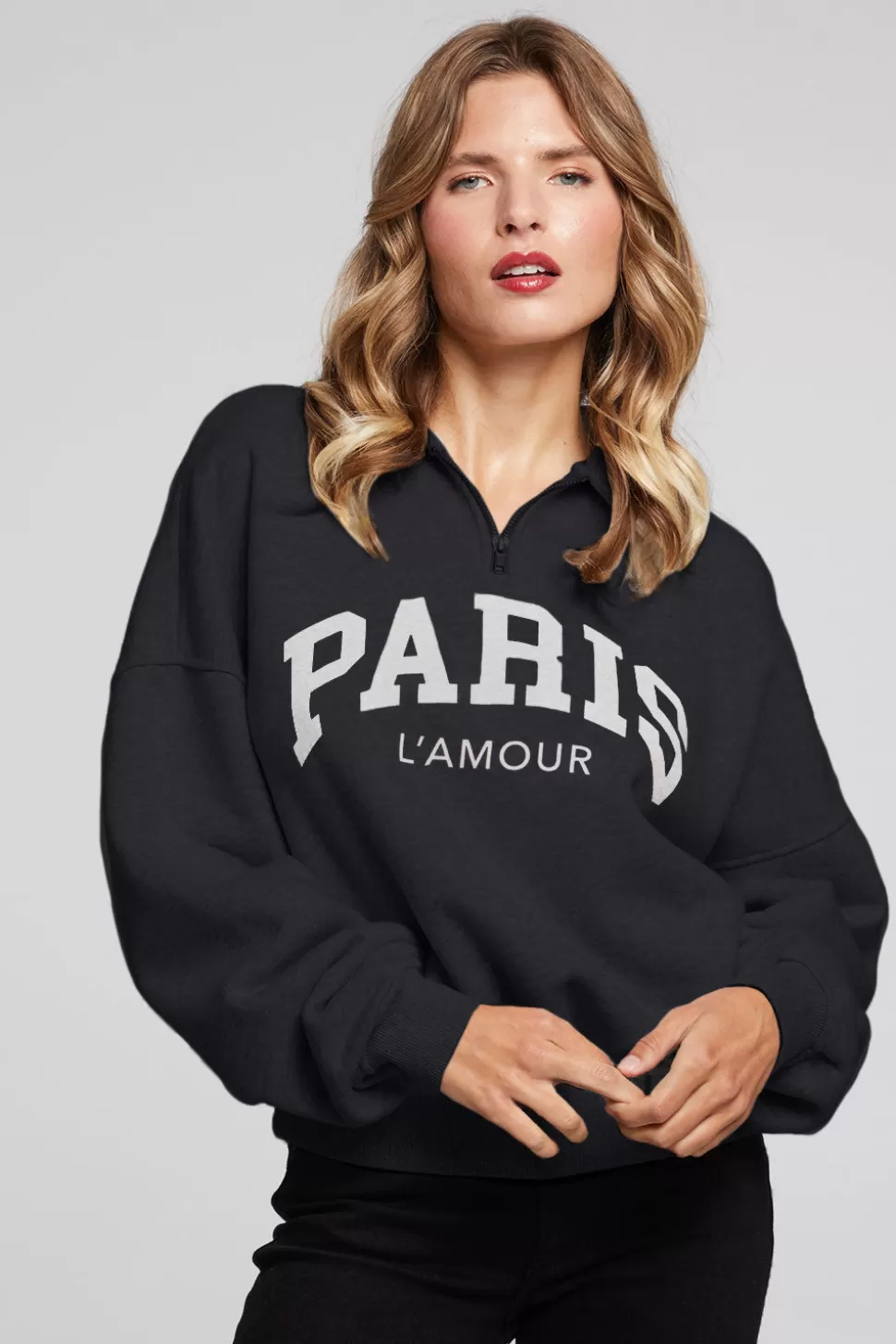 Chaser Brand Paris L'Amour Black Long Sleeve Fashion