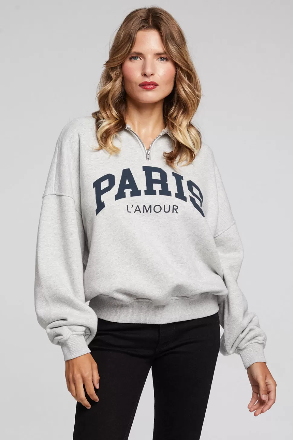 Chaser Brand Paris L'Amour Heather Grey Long Sleeve Best Sale