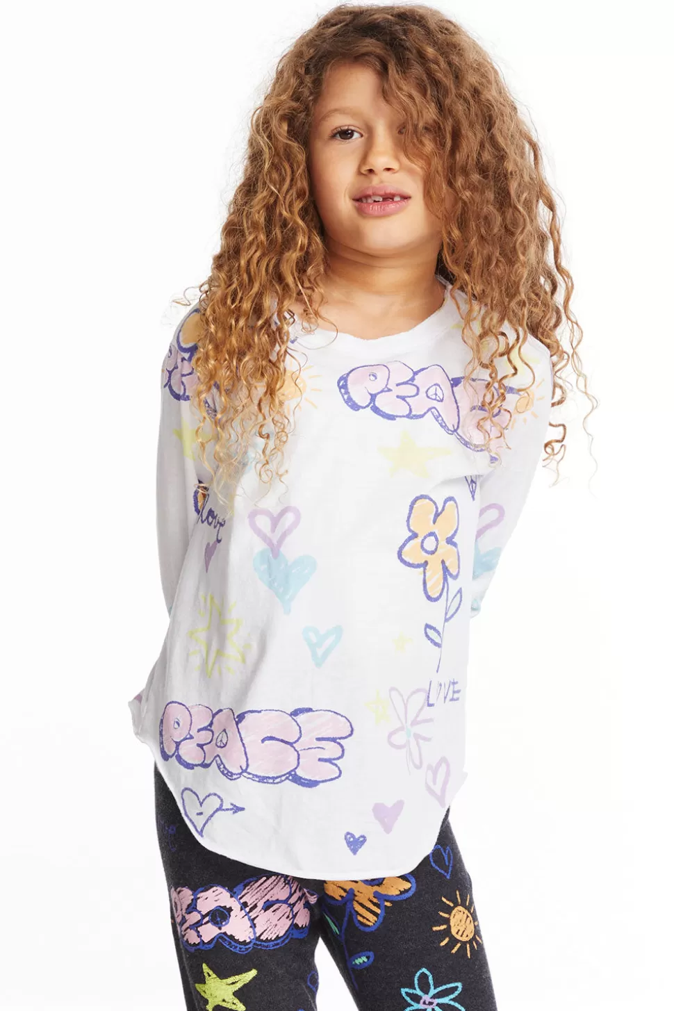 Chaser Brand Peace & Love Girls Long Sleeve Flash Sale