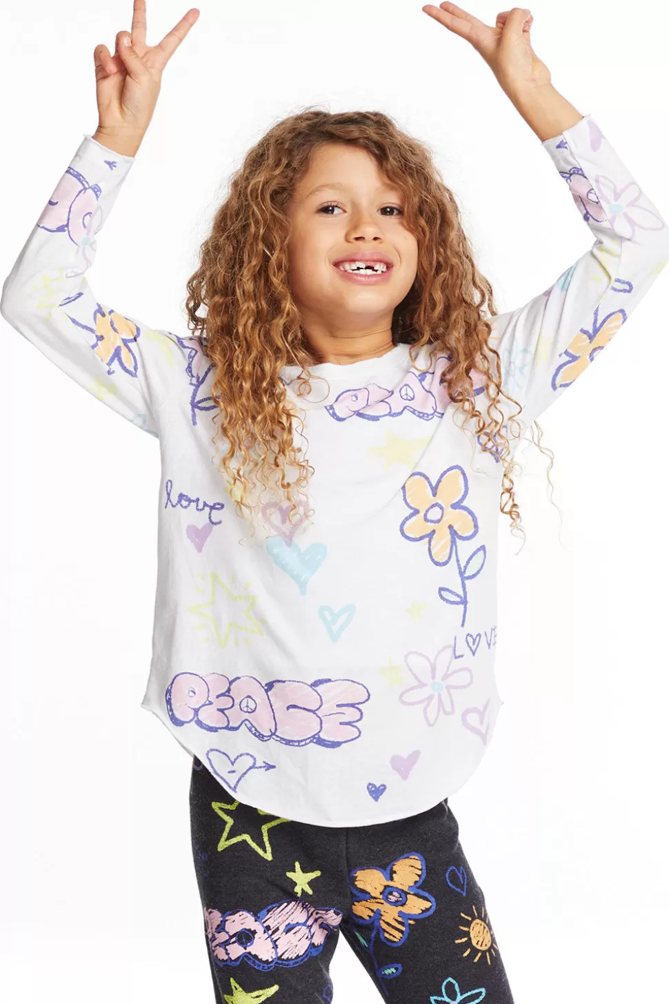 Chaser Brand Peace & Love Girls Long Sleeve Flash Sale