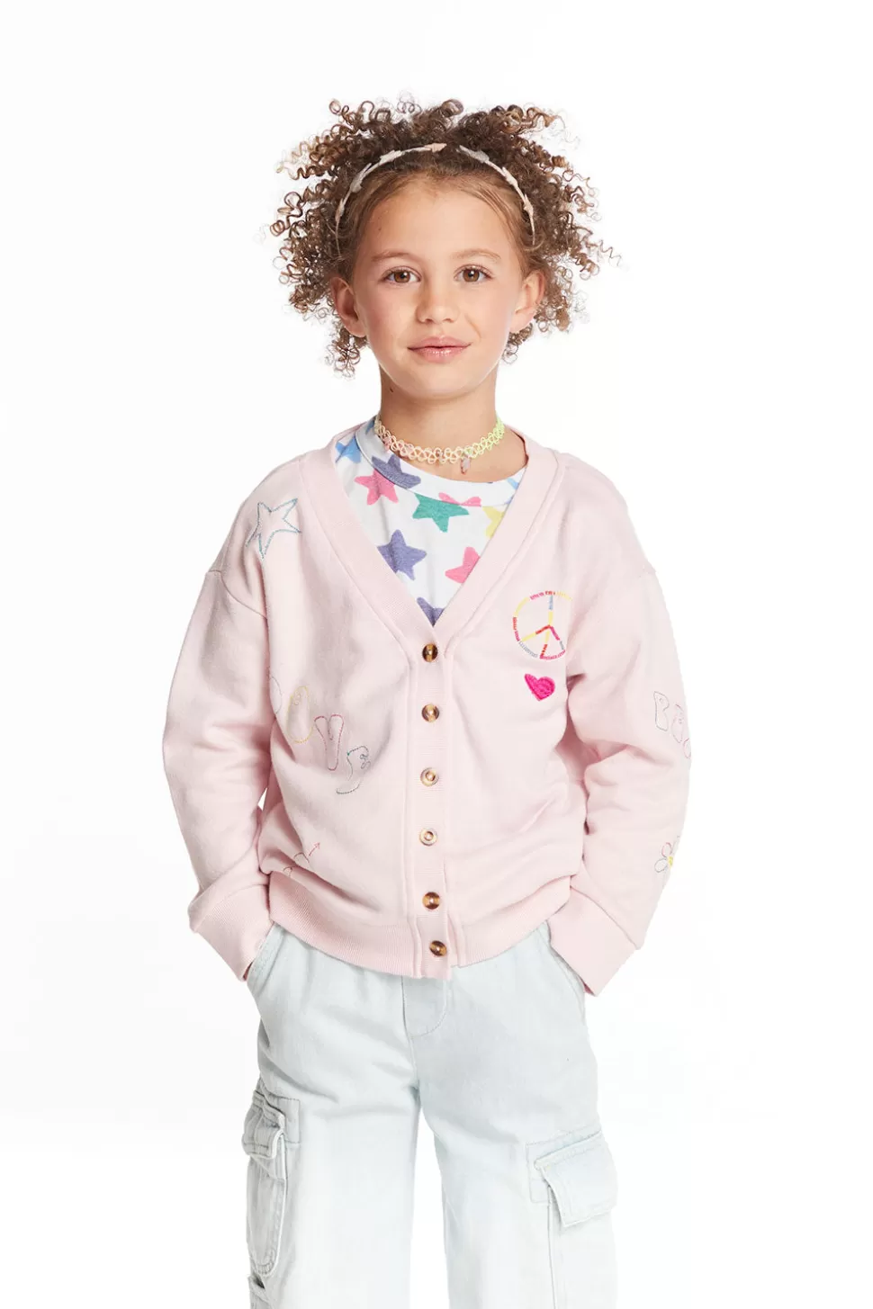 Chaser Brand Peace Love Smile Girls Cardigan Clearance