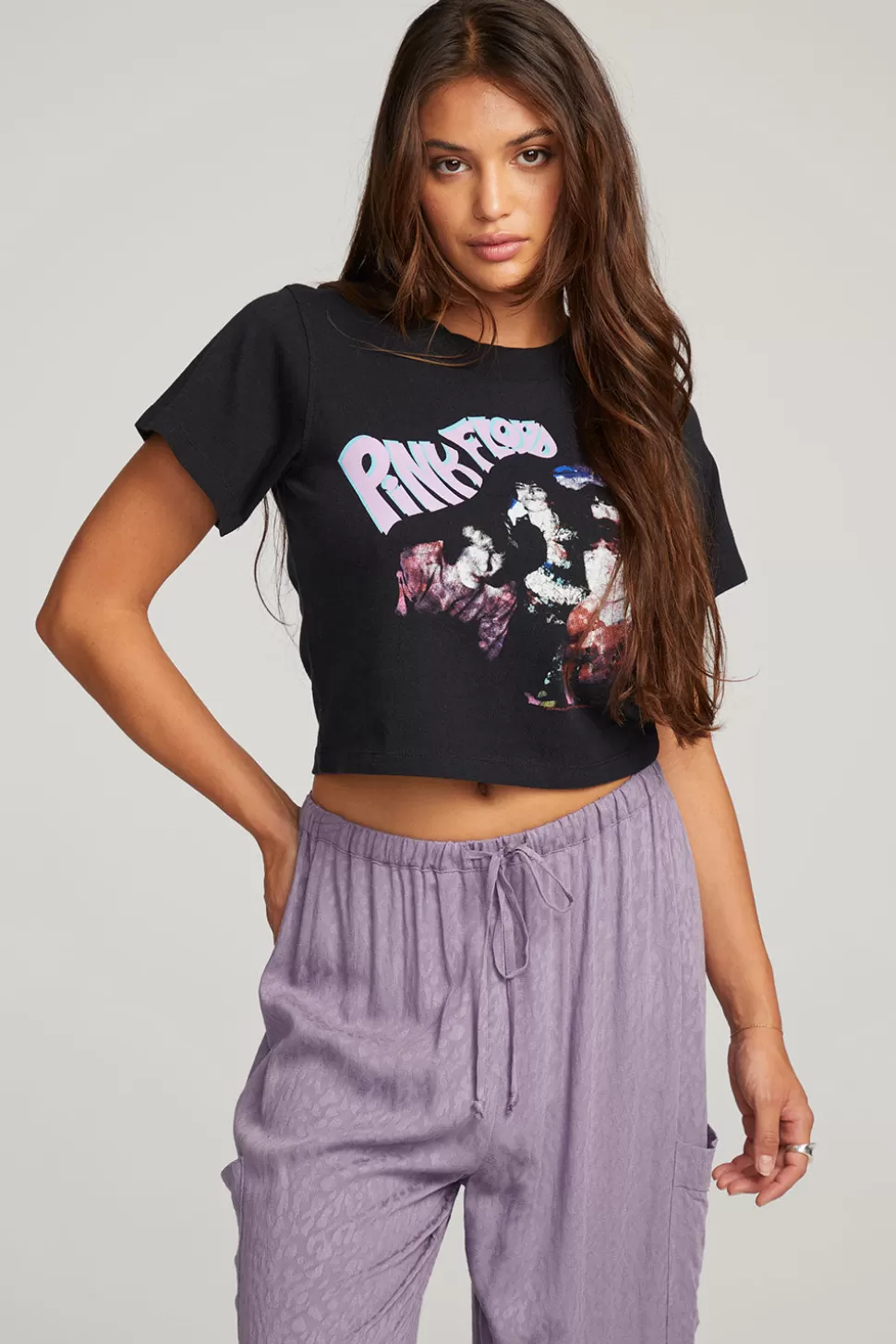 Chaser Brand Pink Floyd Retro Band Crop Tee Outlet