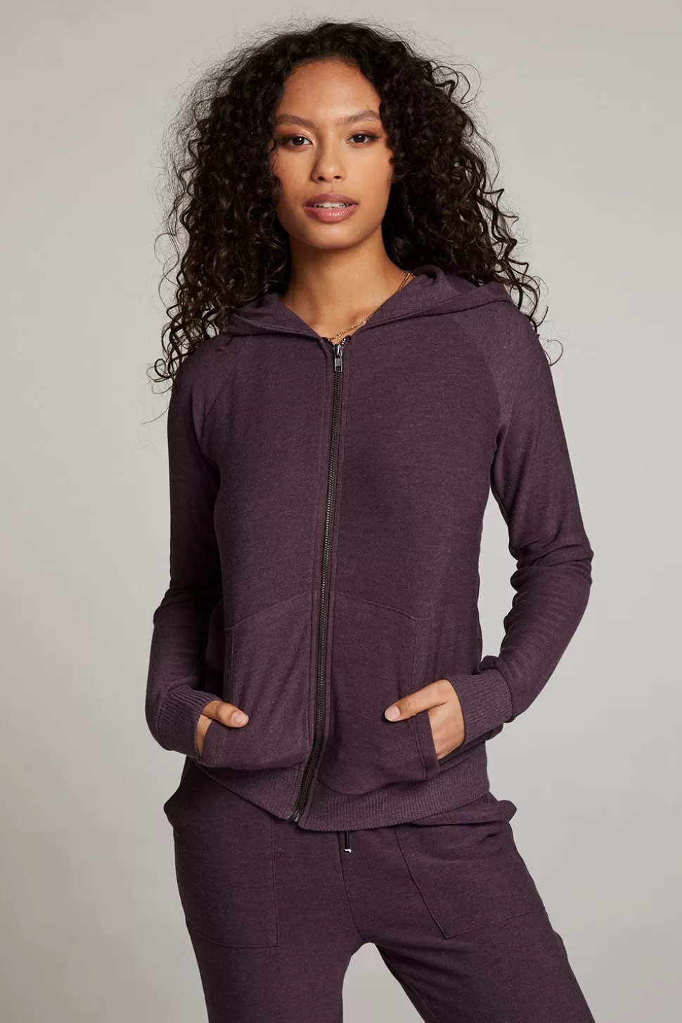 Chaser Brand Plum Perfect Long Sleeve Raglan Zip Up Hoodie Store