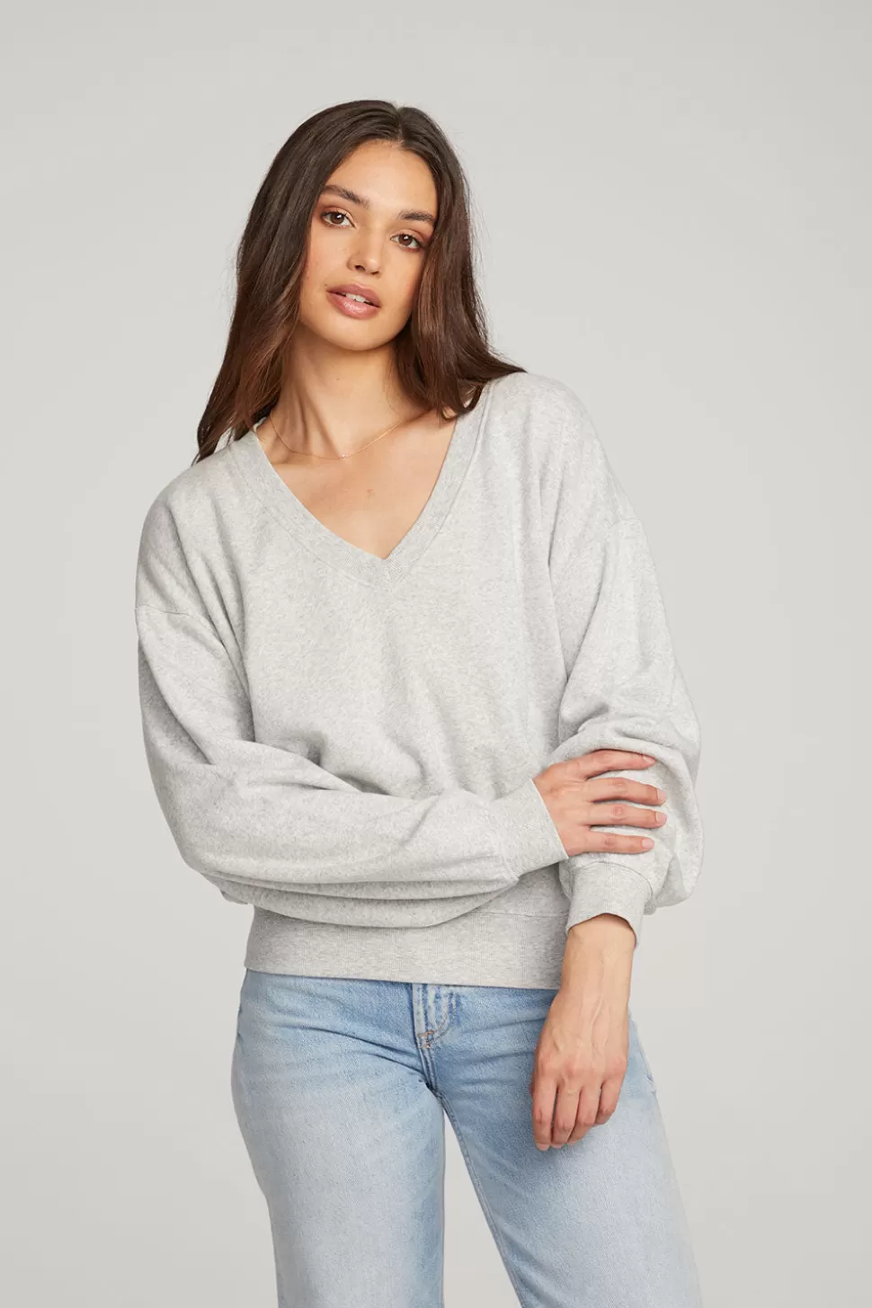 Chaser Brand Poppy Heather Grey Pullover Best