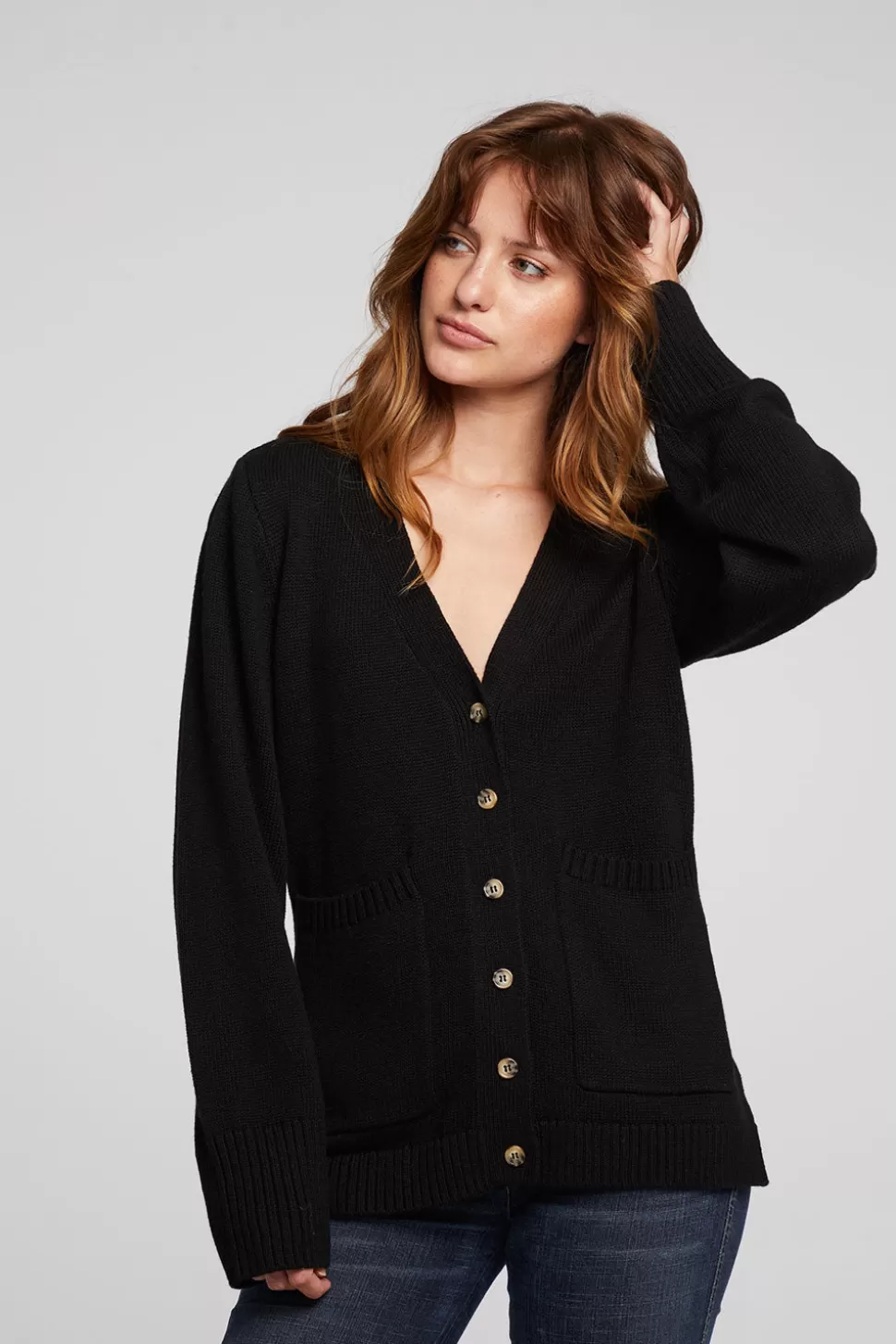 Chaser Brand Presley Licorice Cardigan Outlet