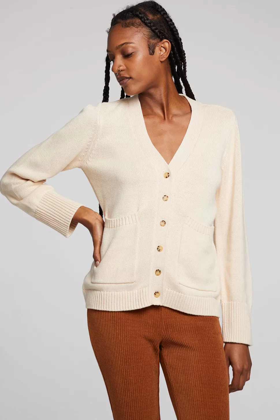 Chaser Brand Presley Whitecap Grey Cardigan Sale