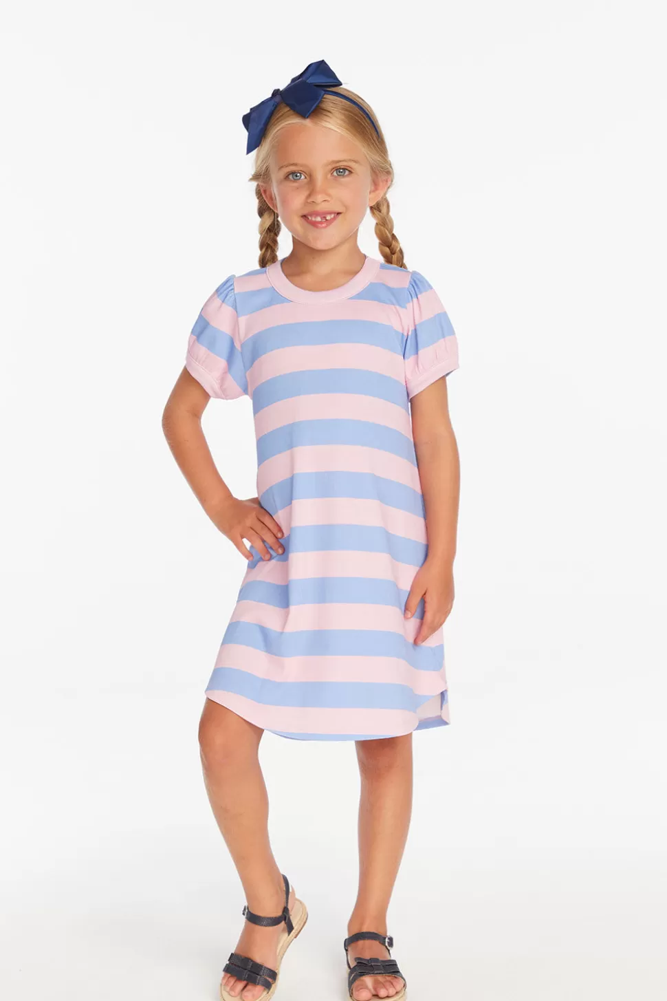 Chaser Brand Puff Sleeve Bubblegum Stripe Dress Outlet