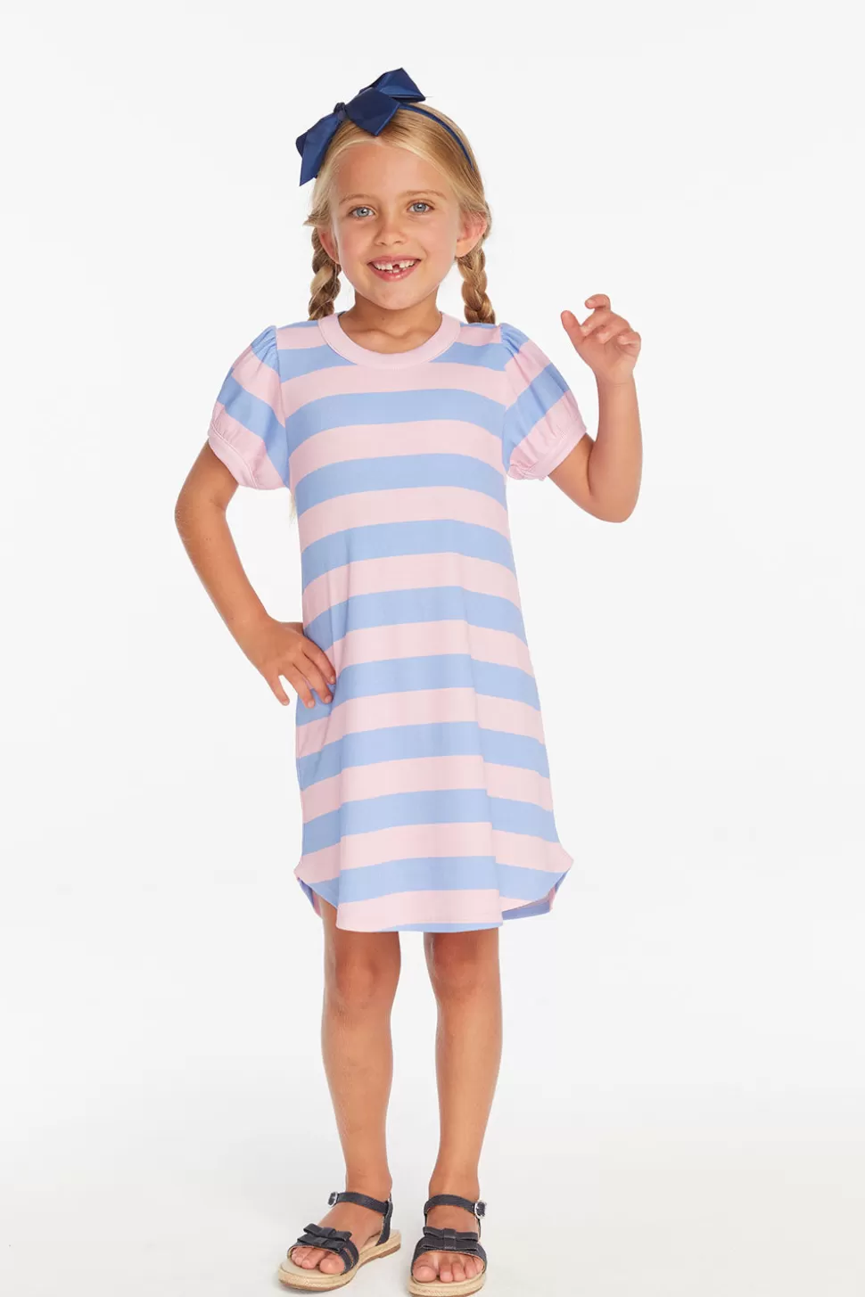 Chaser Brand Puff Sleeve Bubblegum Stripe Dress Outlet