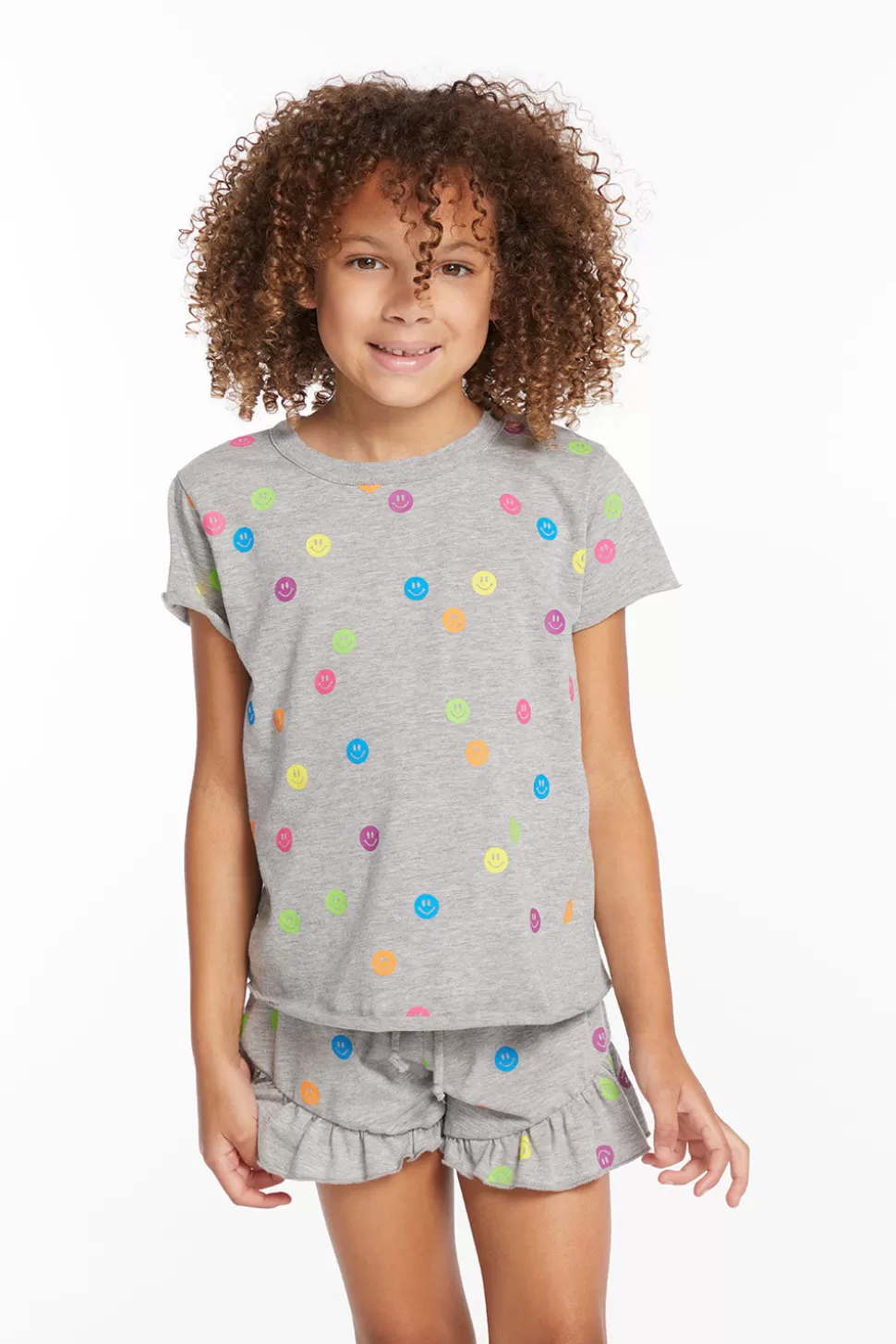 Chaser Brand Rainbow Smiles Girls Crew Neck Tee Flash Sale