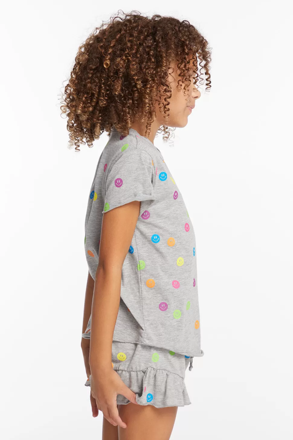 Chaser Brand Rainbow Smiles Girls Crew Neck Tee Flash Sale