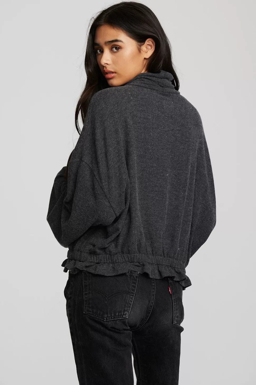 Chaser Brand Recycled Bliss Knit Cropped Pullover With Elastic Waist & Sleeve Outlet