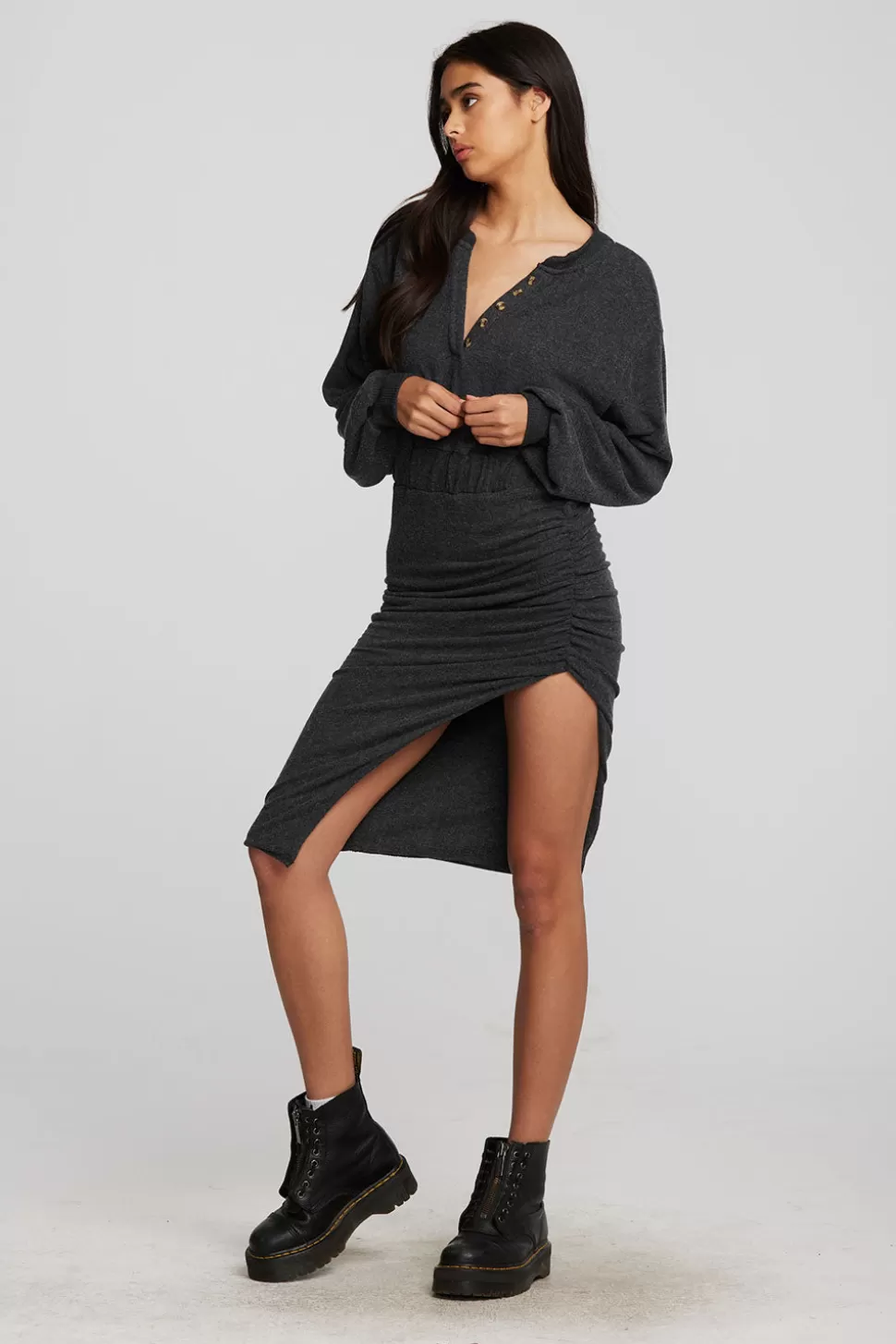 Chaser Brand Recycled Bliss Knit Midi Dress With Shirring Sale