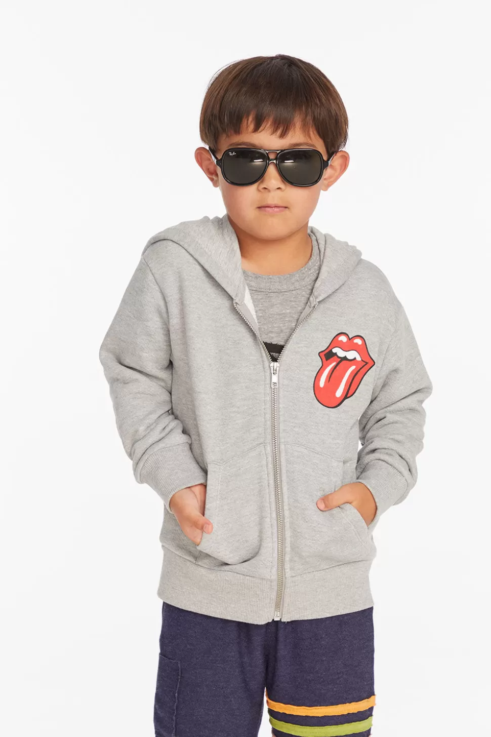 Chaser Brand Rolling Stones Script Logo Boys Zip-up Hoodie Fashion