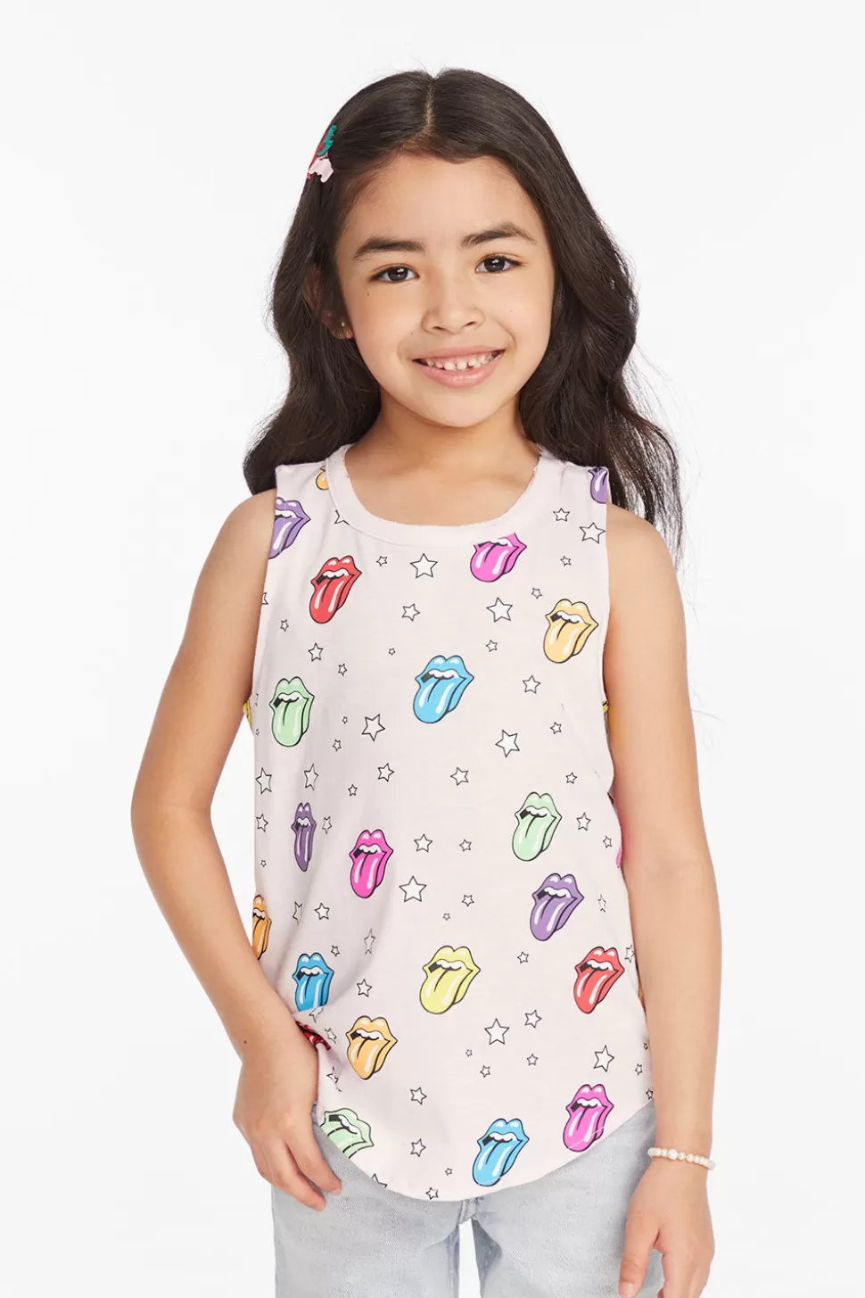 Chaser Brand Rolling Stones Tongue Logo Girls Muscle Tee Outlet