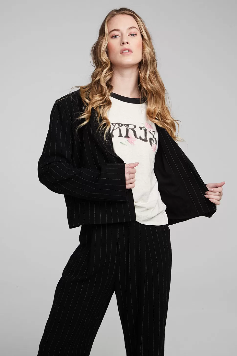 Chaser Brand Santana Beverly Pinstripe Blazer Discount