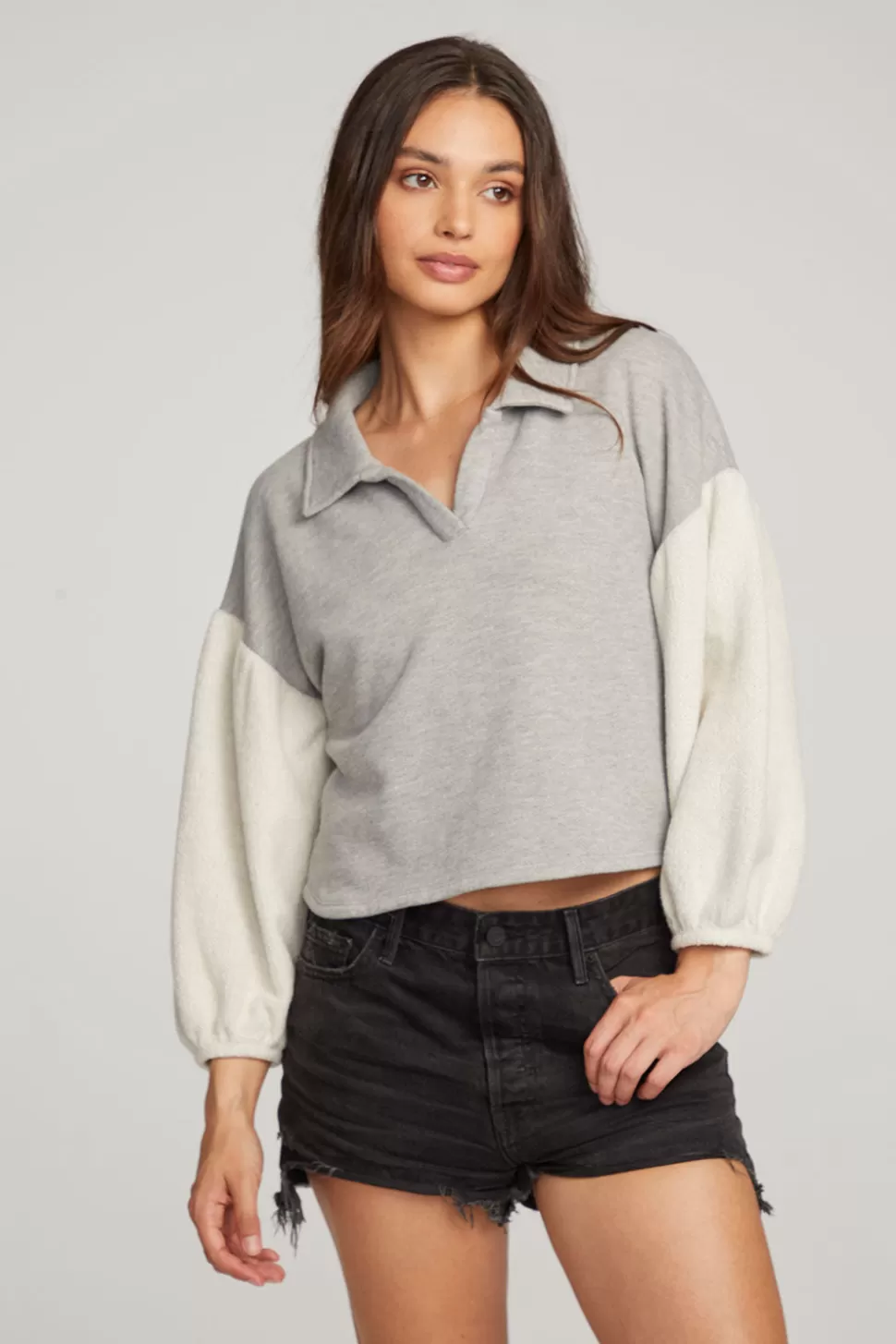 Chaser Brand Saratoga Heather Grey Pullover Hot