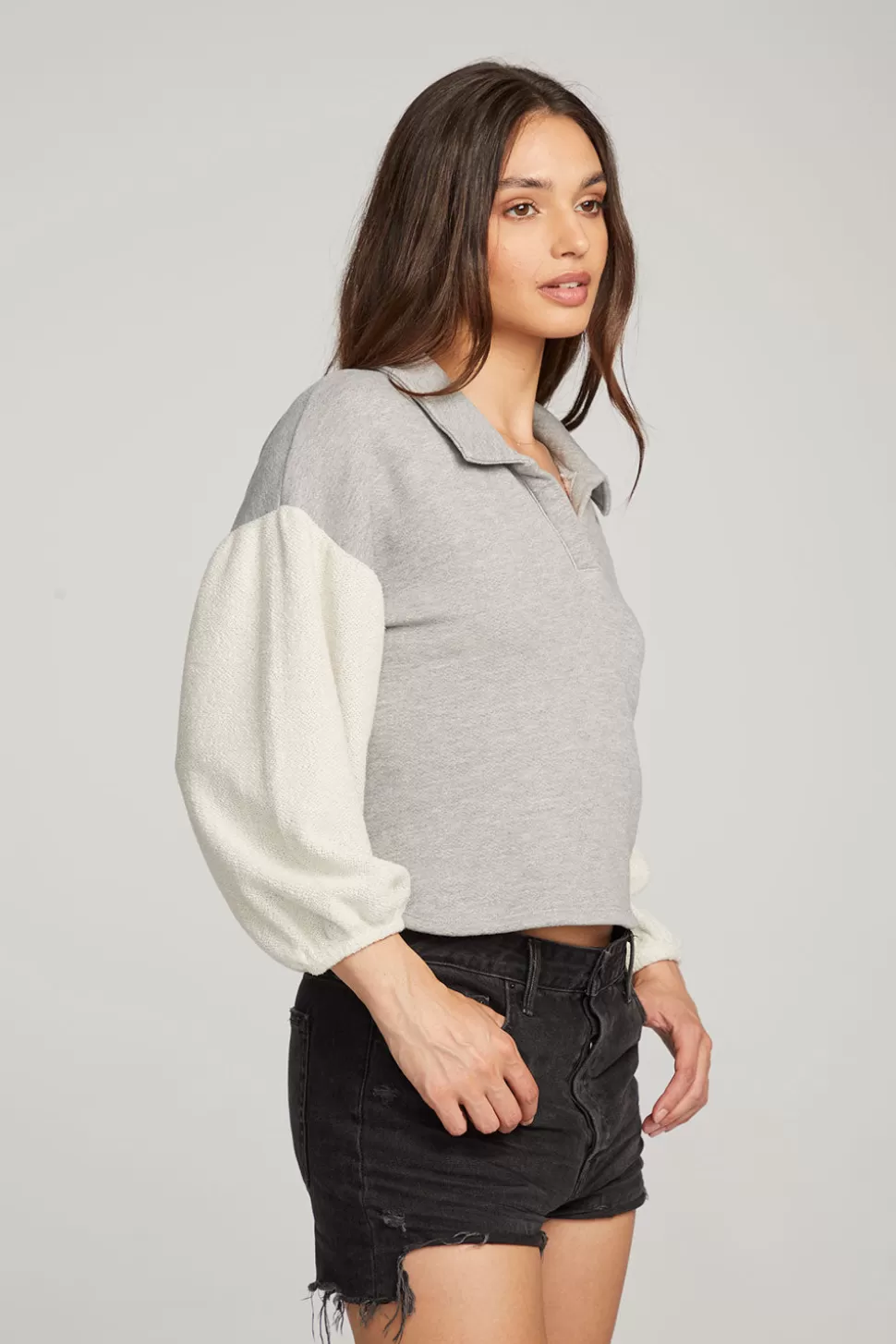 Chaser Brand Saratoga Heather Grey Pullover Hot