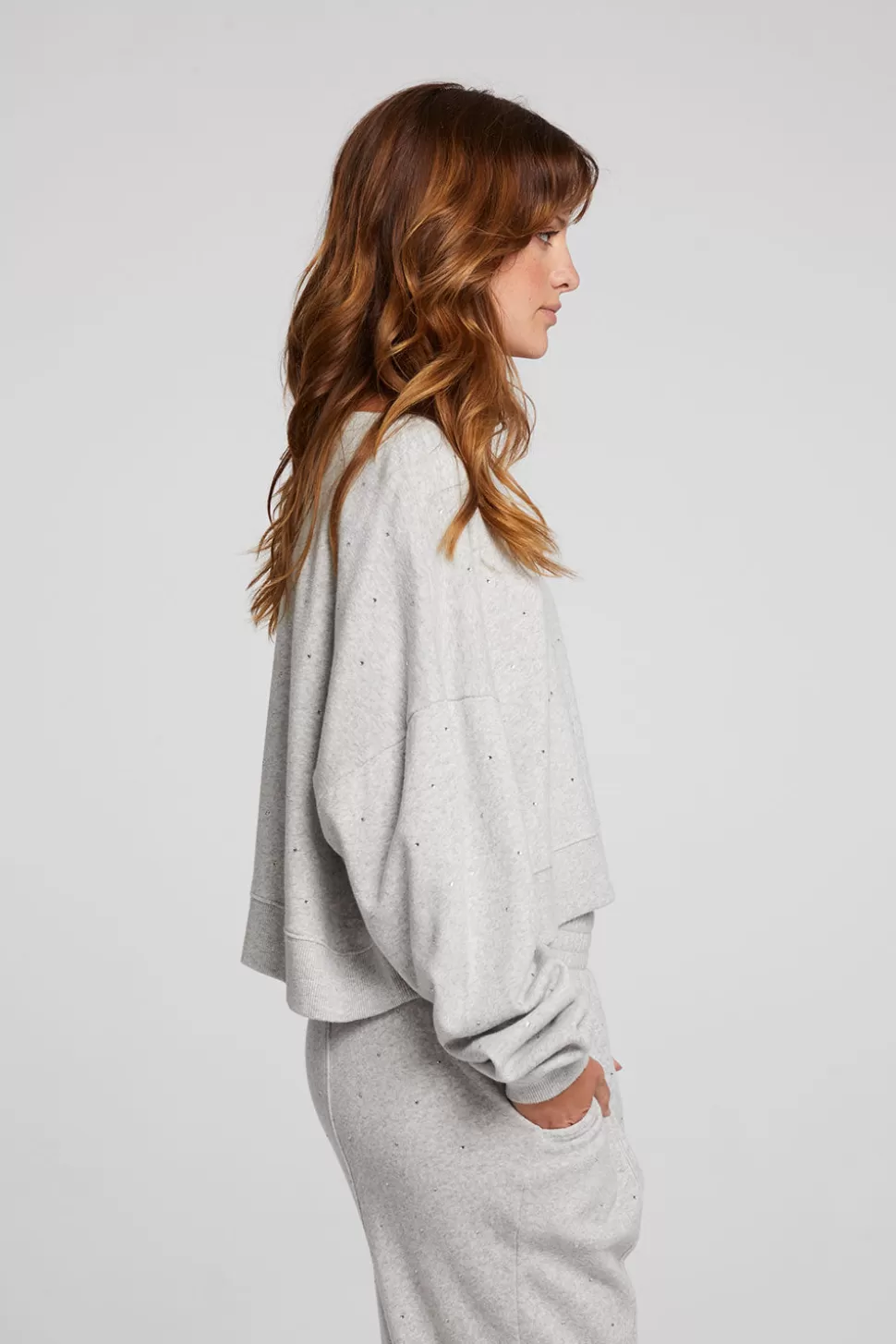 Chaser Brand Scarlet Heather Grey Pullover Cheap