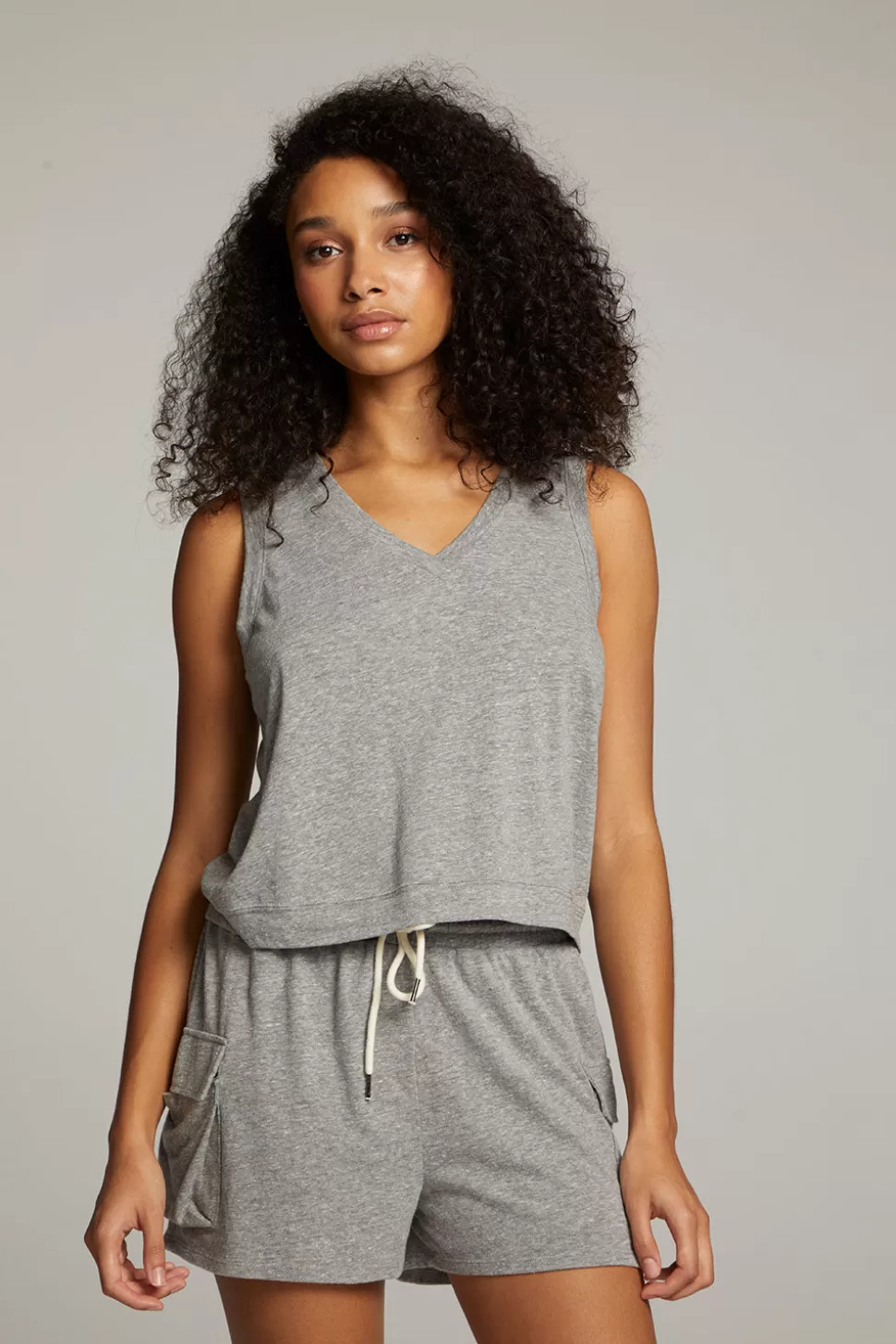 Chaser Brand Sean Streaky Grey Tank Discount