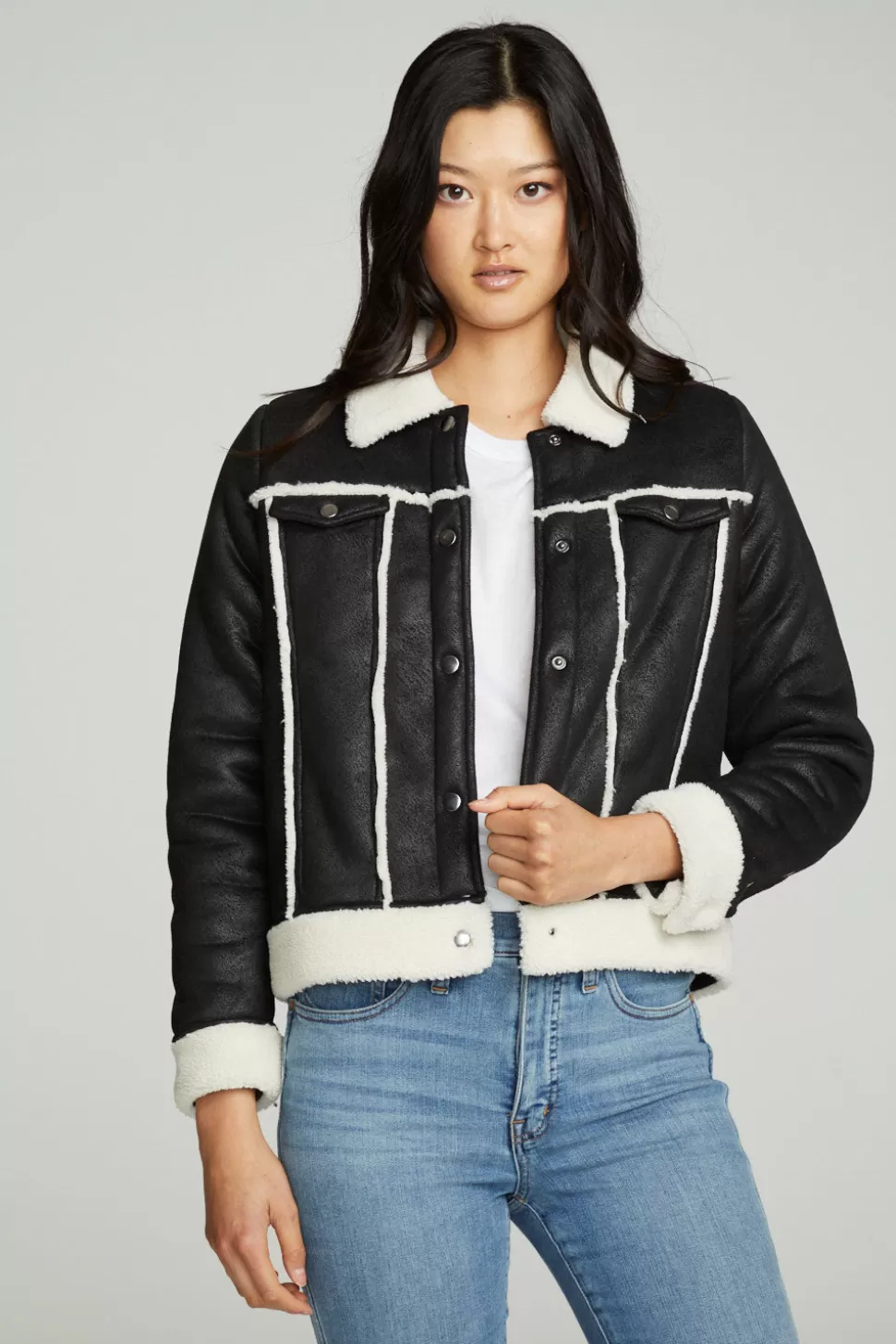 Chaser Brand Shearling Trucker Jacket Hot