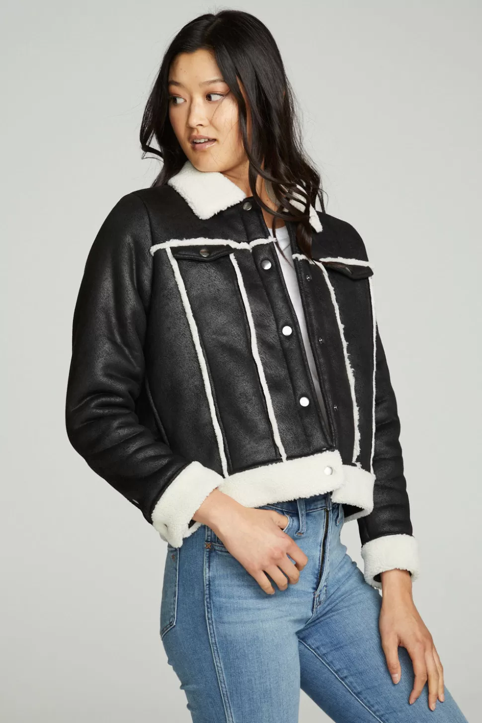 Chaser Brand Shearling Trucker Jacket Hot