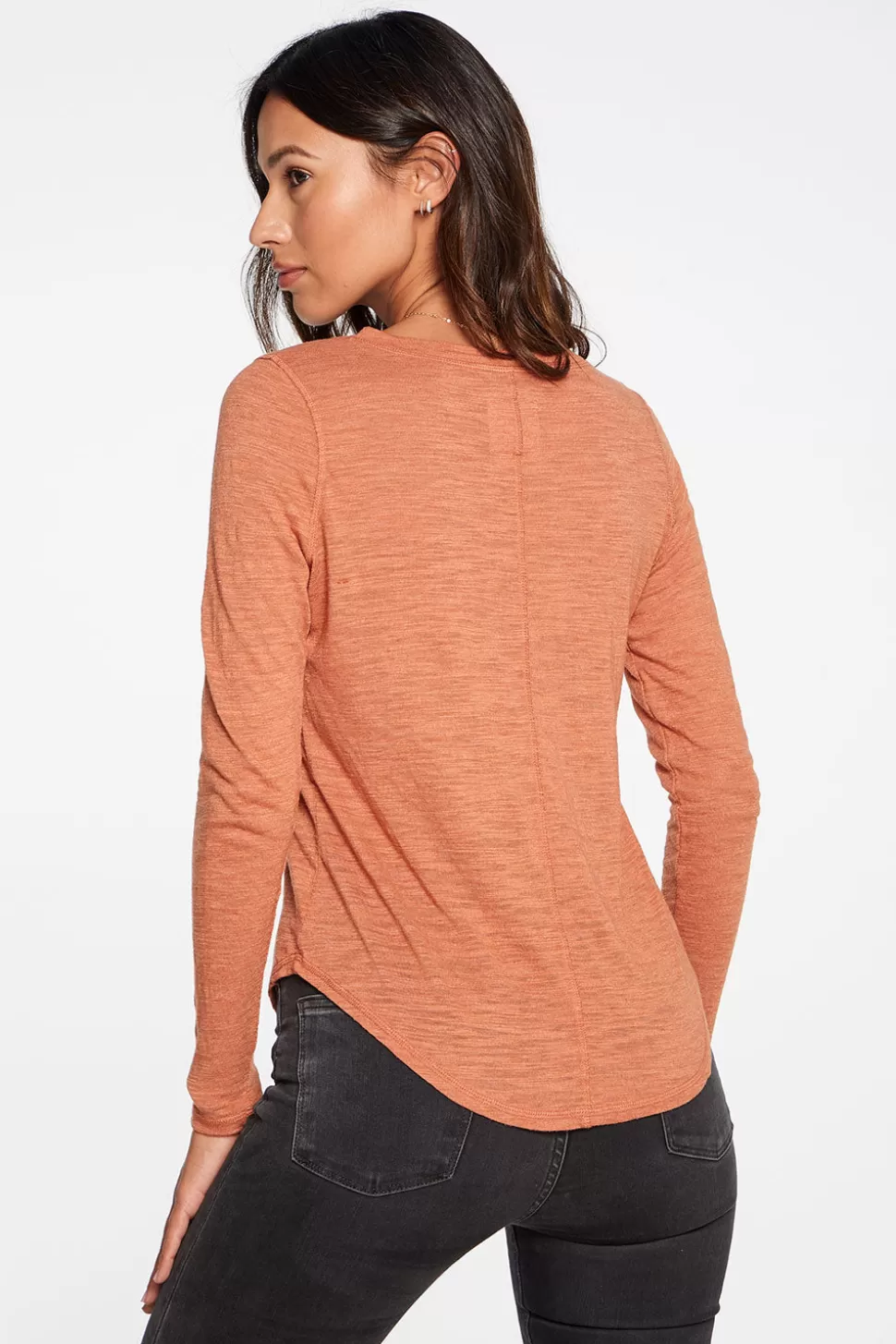 Chaser Brand Slub Jersey Long Sleeve Seamed Tee In Sunkissed Brown Best