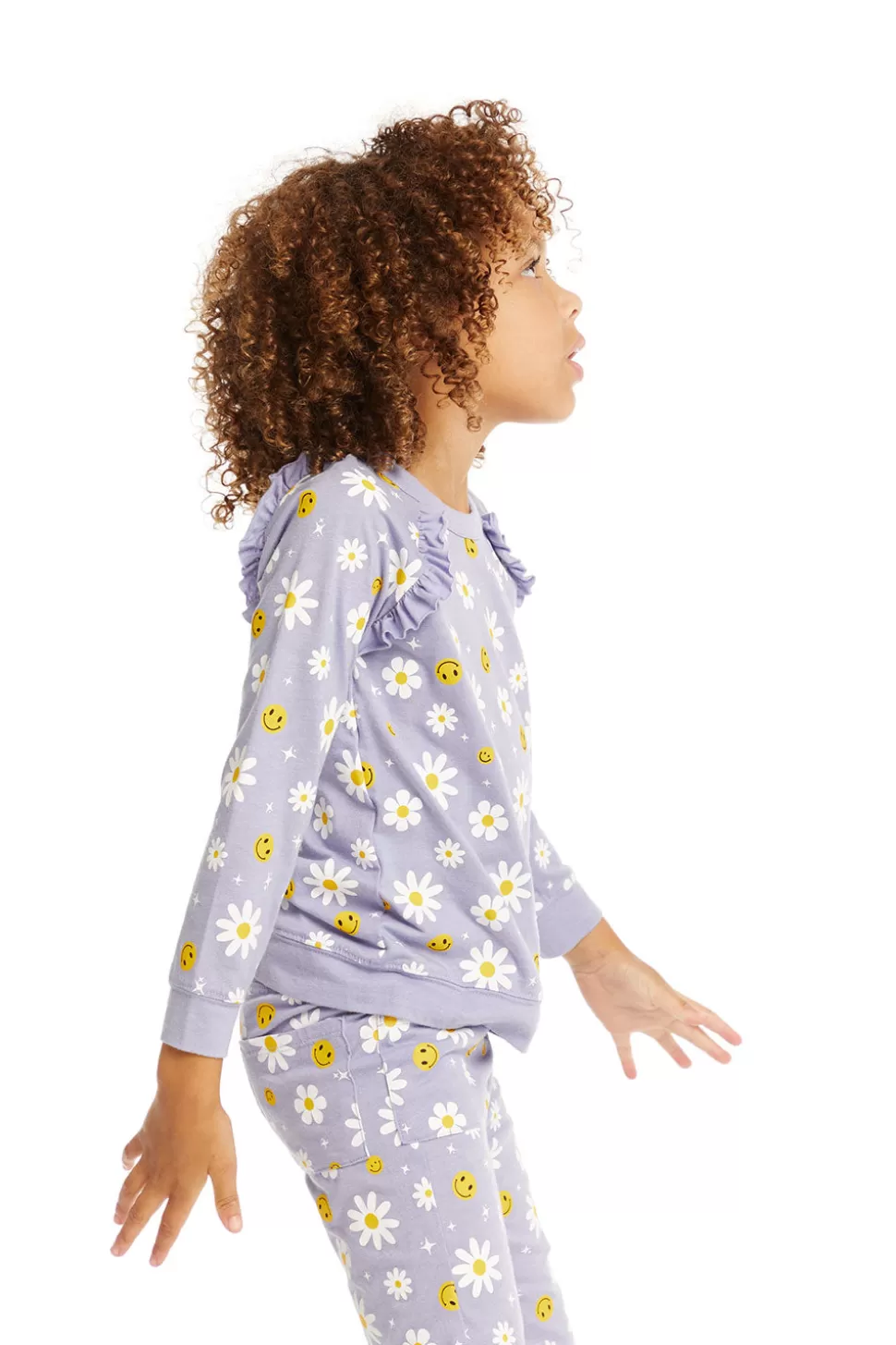 Chaser Brand Smiley Daisies Long Sleeve Ruffle Top Online