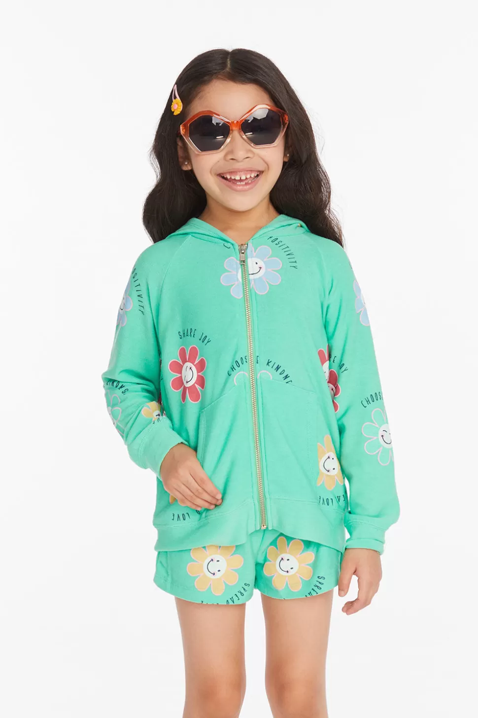 Chaser Brand Smiley Flower Girls Zip-up Hoodie Store