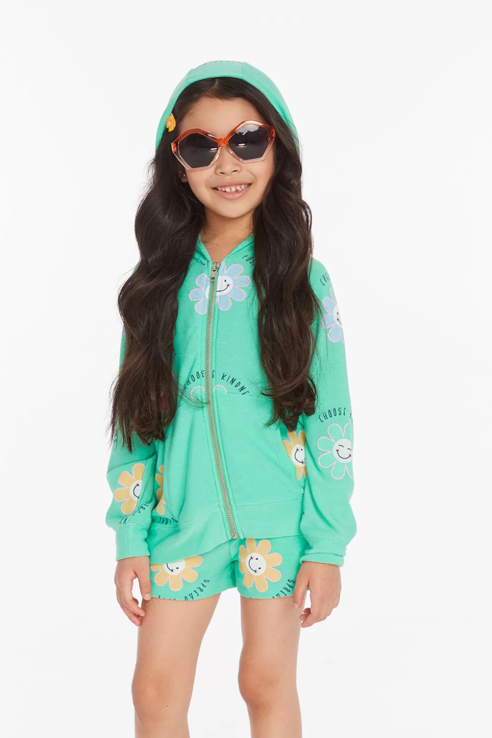 Chaser Brand Smiley Flower Girls Zip-up Hoodie Store