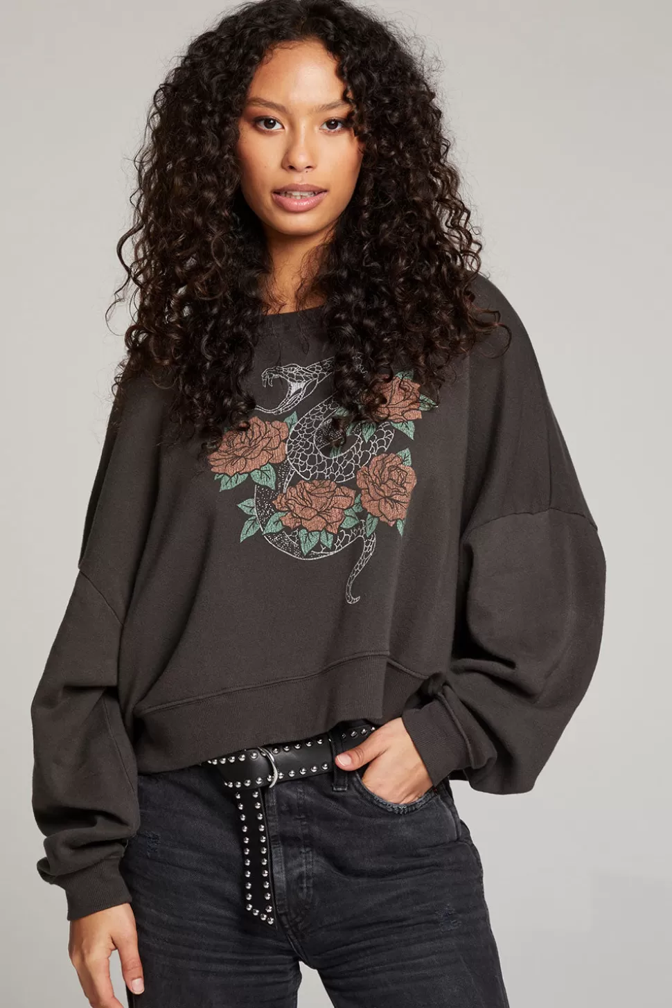 Chaser Brand Snake & Roses Pullover Best Sale