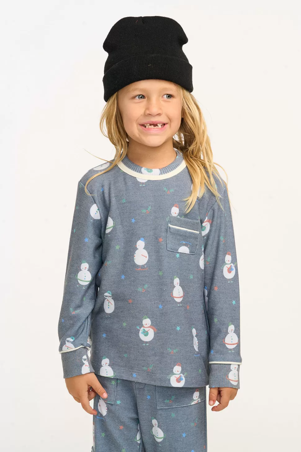 Chaser Brand Snowman Fun Long Sleeve Pocket Shirt Online