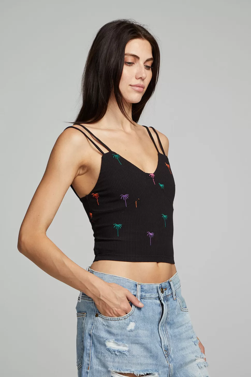 Chaser Brand Strand Crop Top - Black Onyx Best