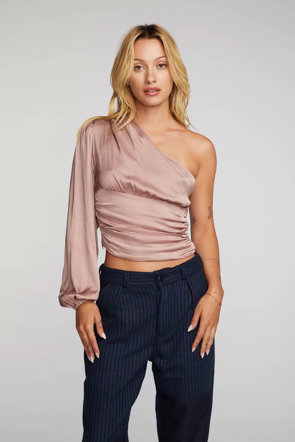 Chaser Brand Stretch Silky Woven Cold Shoulder Blouse Online