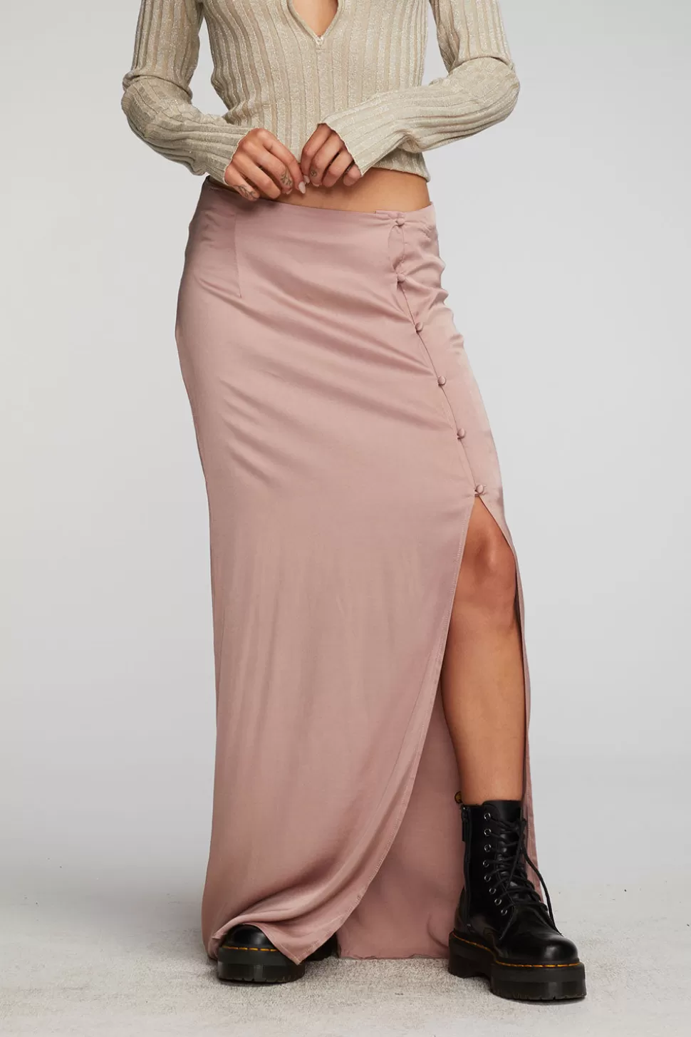 Chaser Brand Stretch Silky Woven Midi Skirt Clearance