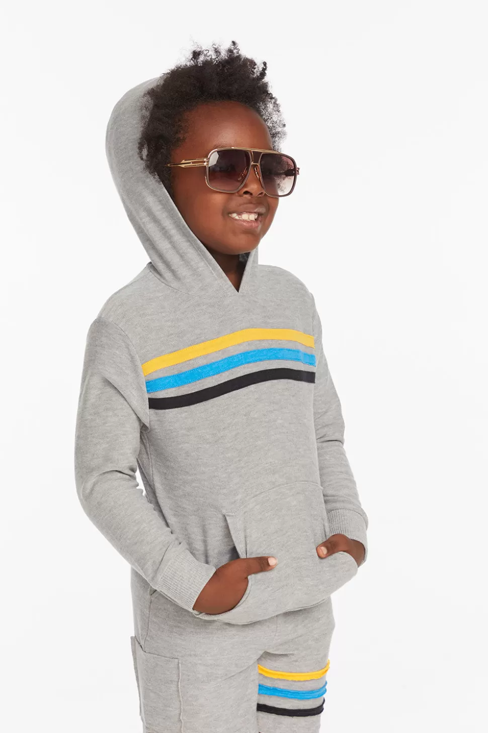 Chaser Brand Striped Heather Grey Boys Pullover Hoodie Cheap