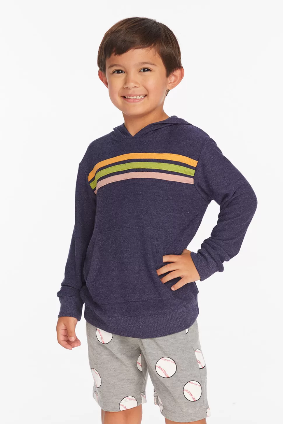 Chaser Brand Striped Sapphire Boys Pullover Hoodie Cheap