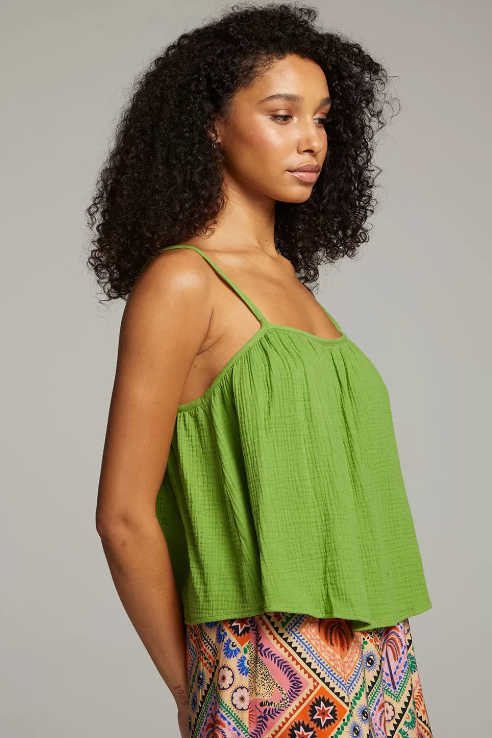 Chaser Brand Tropical Piquant Green Top Flash Sale