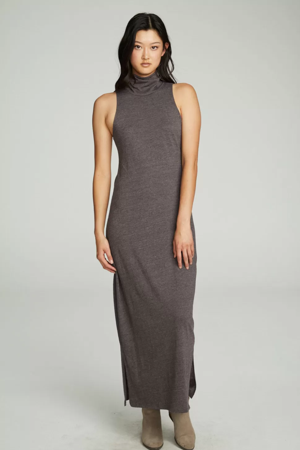 Chaser Brand Turtle Neck Tank Maxi Dress With Side Slits Sale