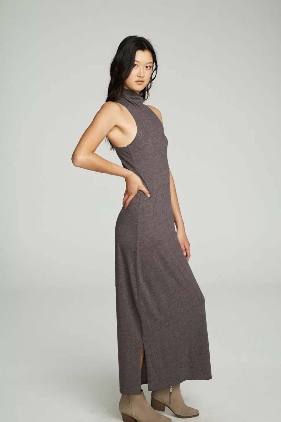 Chaser Brand Turtle Neck Tank Maxi Dress With Side Slits Sale