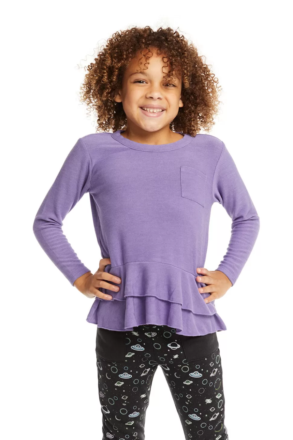 Chaser Brand Veronica Purple Long Sleeve Tee Outlet