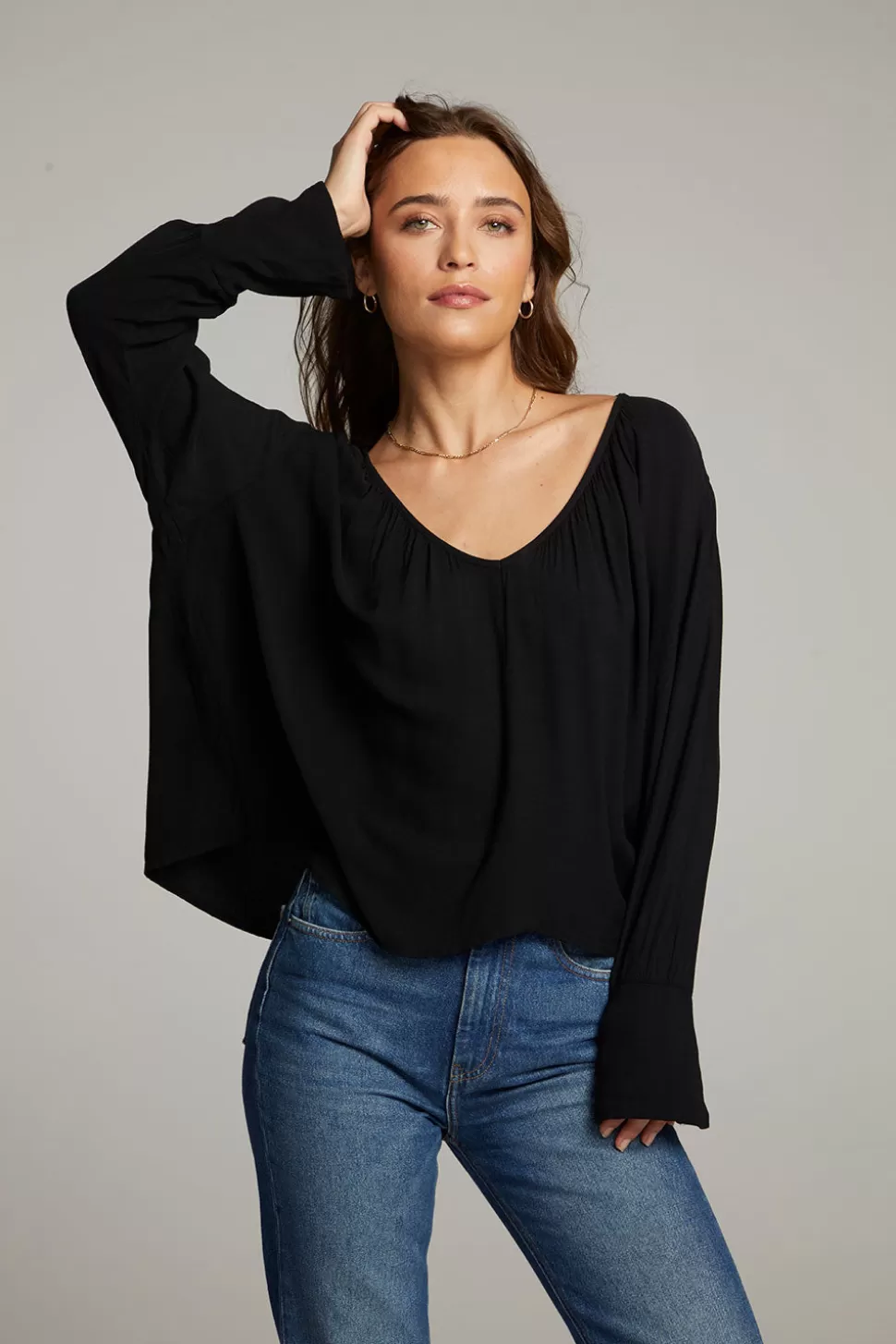 Chaser Brand Warren Licorice Blouse Discount