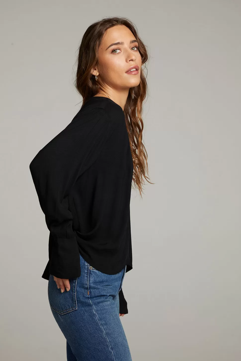 Chaser Brand Warren Licorice Blouse Discount