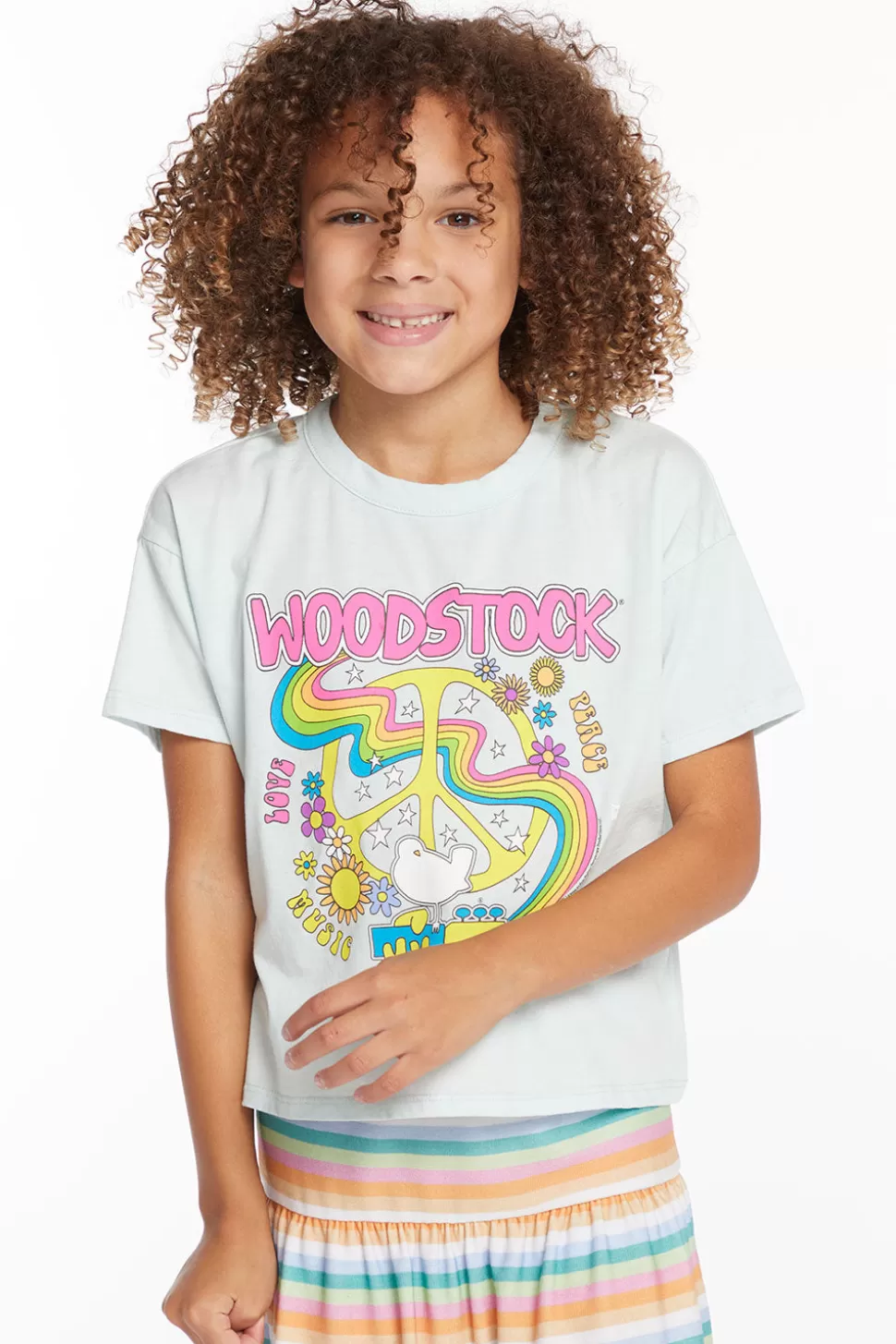 Chaser Brand Woodstock Peace Sign Girls Tee Online