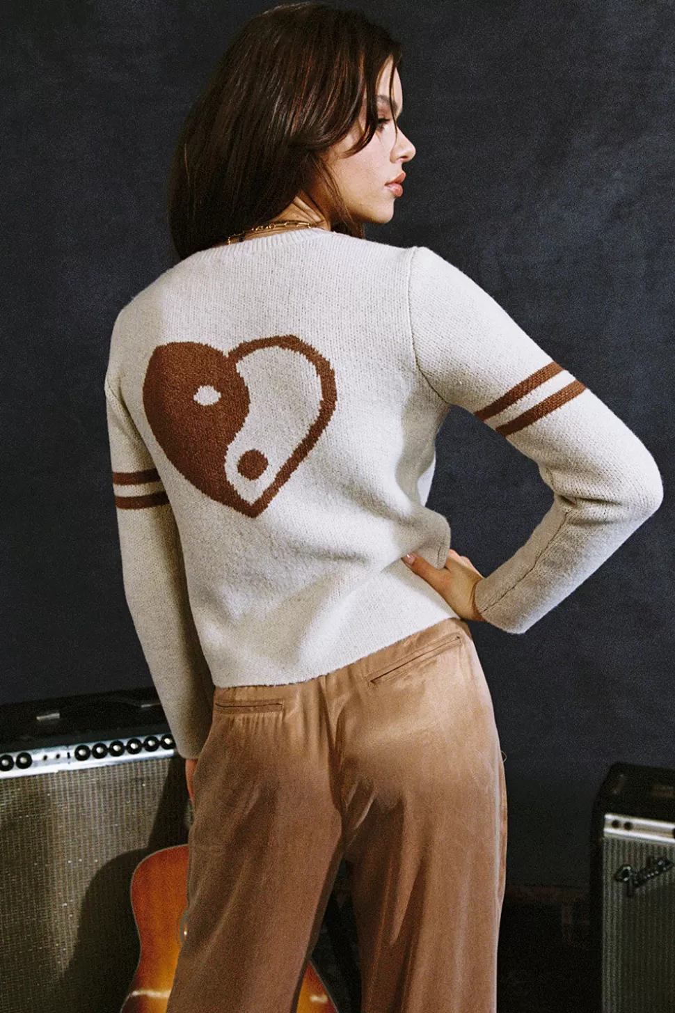 Chaser Brand Yin Yang Heart Cardigan New