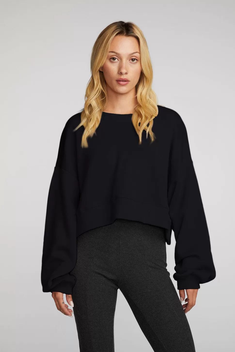 Chaser Brand Zuma Cotton Terry Cropped Crewneck Pullover Hot